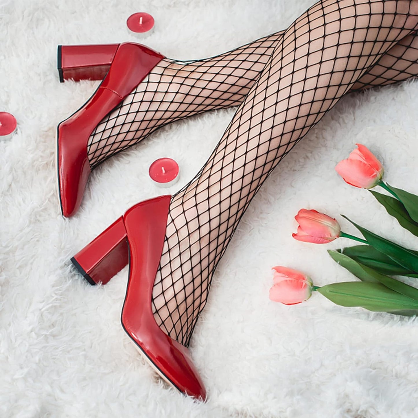 Women's Fishnet Stockings - Pack of 4-5 Pairs with Lace Mesh Pattern and Net Pantyhose