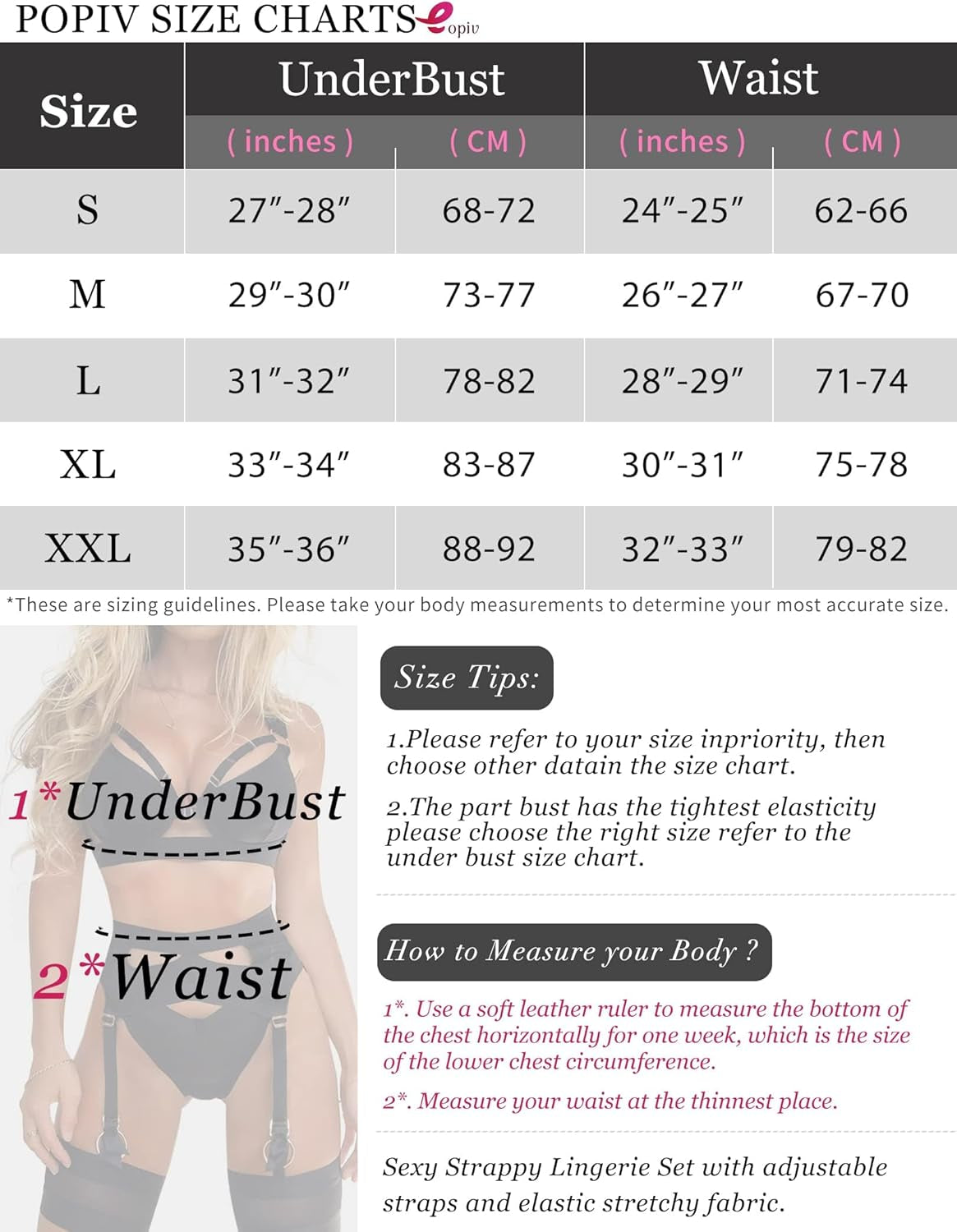 Sexy Lingerie Set for Women 4 Piece Bra and Panty Set with Garter Belt Strappy Lingerie Set with Thigh Cuffs
