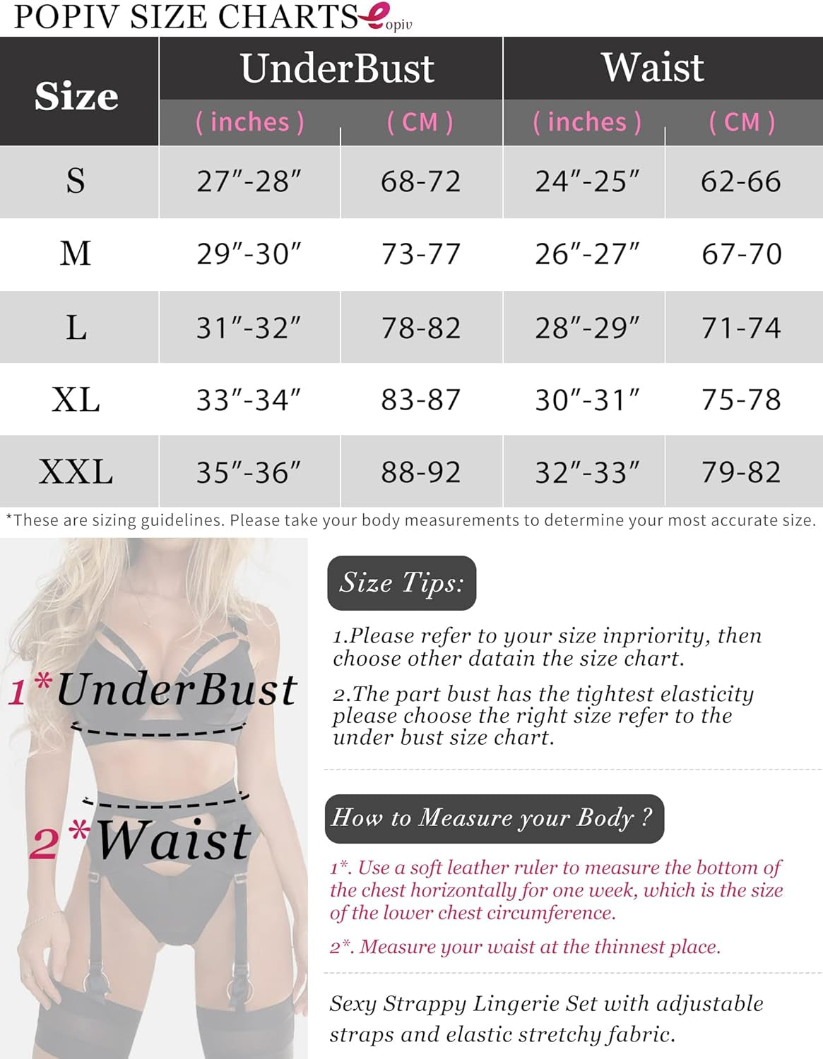 Sexy Lingerie Set for Women 4 Piece Bra and Panty Set with Garter Belt Strappy Lingerie Set with Thigh Cuffs