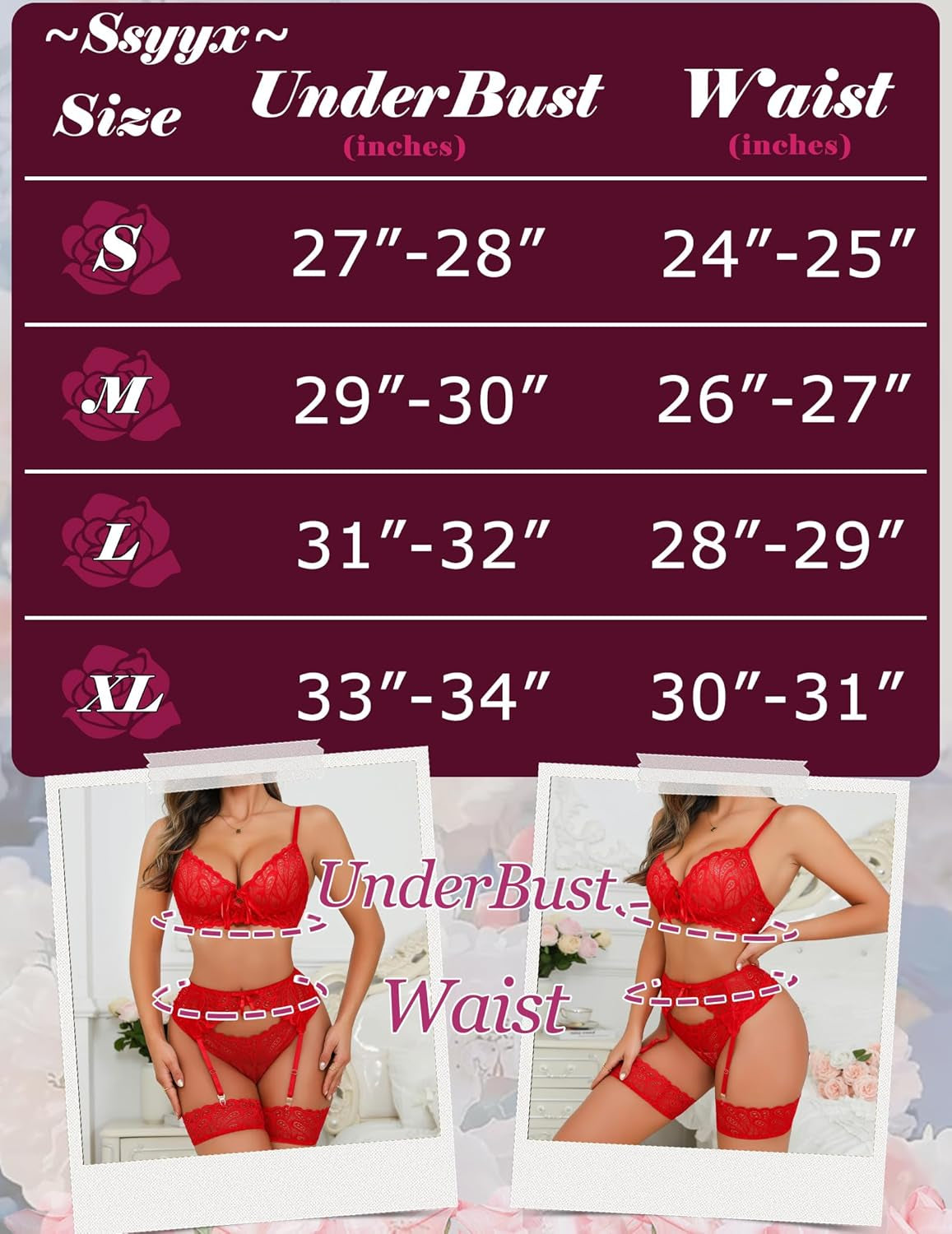 Sexy Lingerie for Women,3 Piece Lace Lingerie Set Bra and Panty Sets with Garter Belt Babydoll Teddy Lingerie