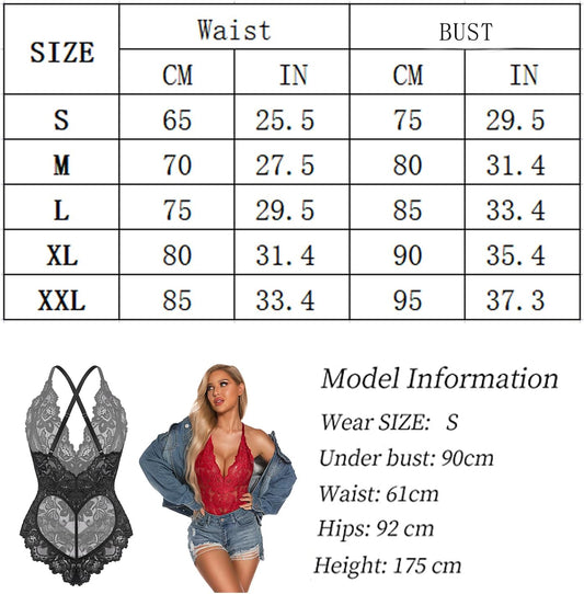 Women'S Bodysuit Lace Sexy Teddy Lingerie Naughty One Piece Floral Underwear