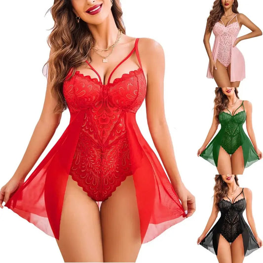 Hot Women'S Teddy Lingerie with Fishtail Skirt -Lace Womenswear Underwear Elegance Comfortable Fit Feminine Style Lady Comfort